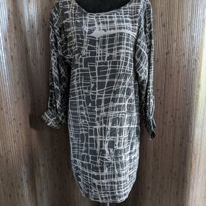 Joie 100% Silk Takala Splatter Print Dress Large Black Grey